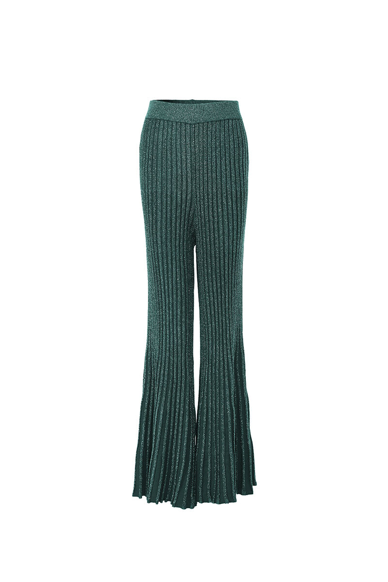 Rib-knit flared pants