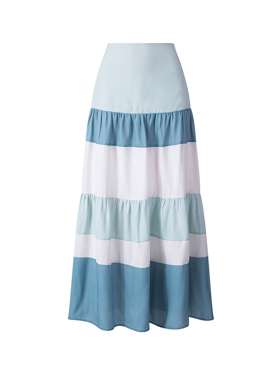 Blue stripes midi skirt