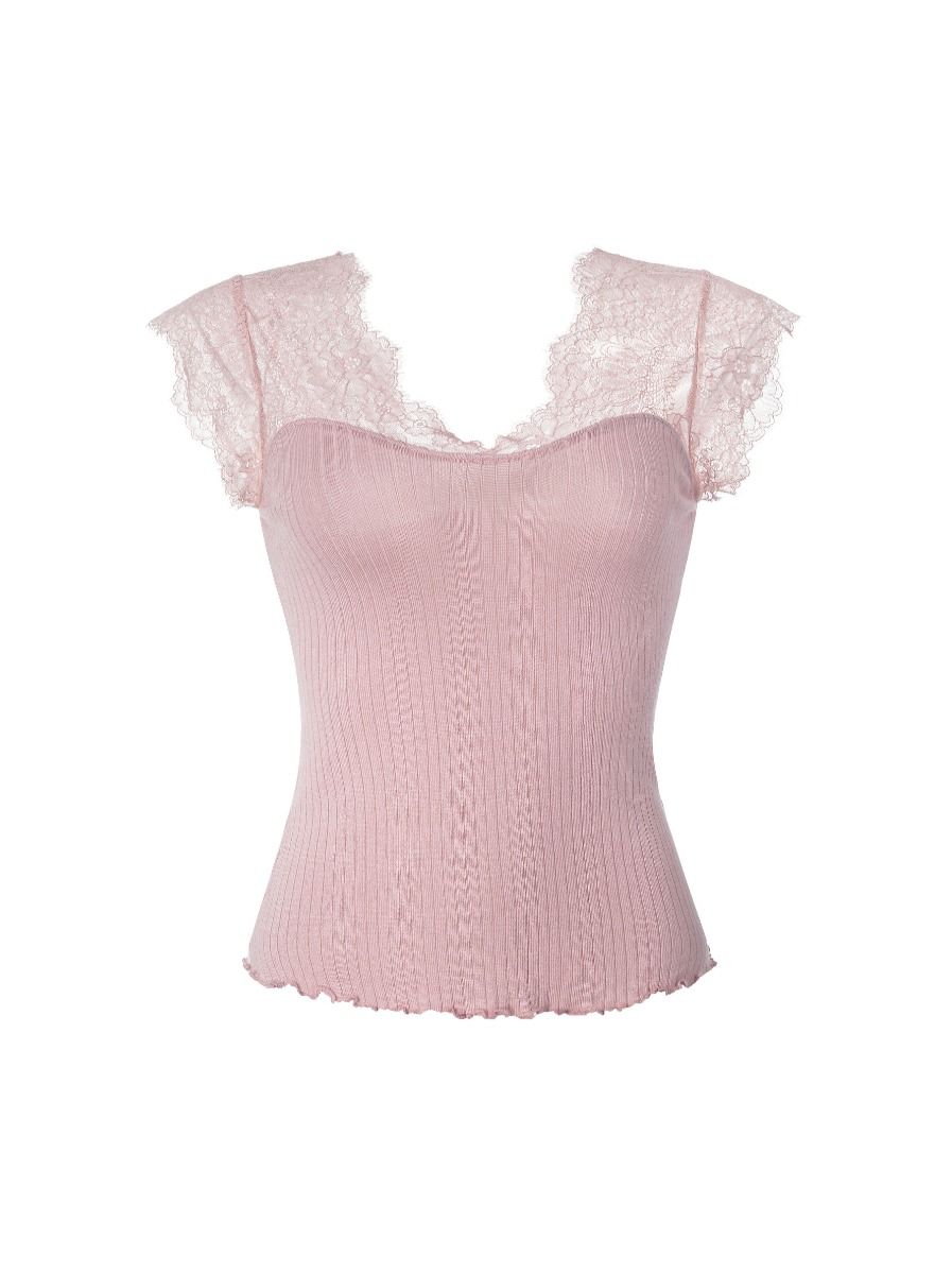 lace V neckline top