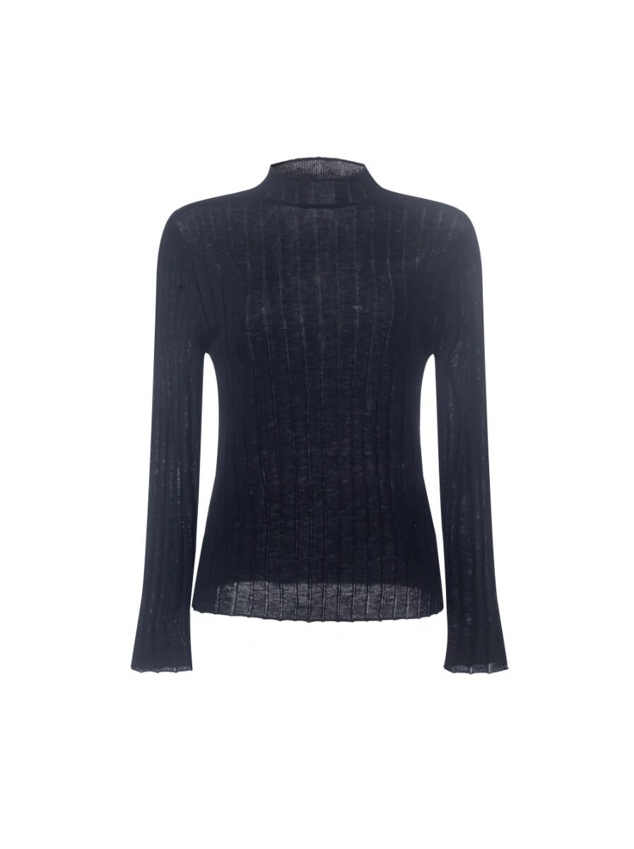 mock neck knitted pullover