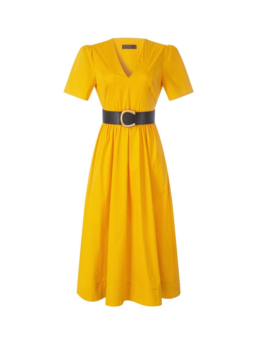 V-Neckline belted Dress