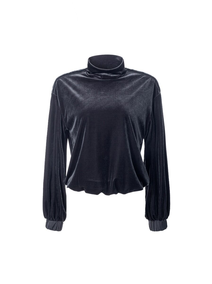 velvet high neck pullover