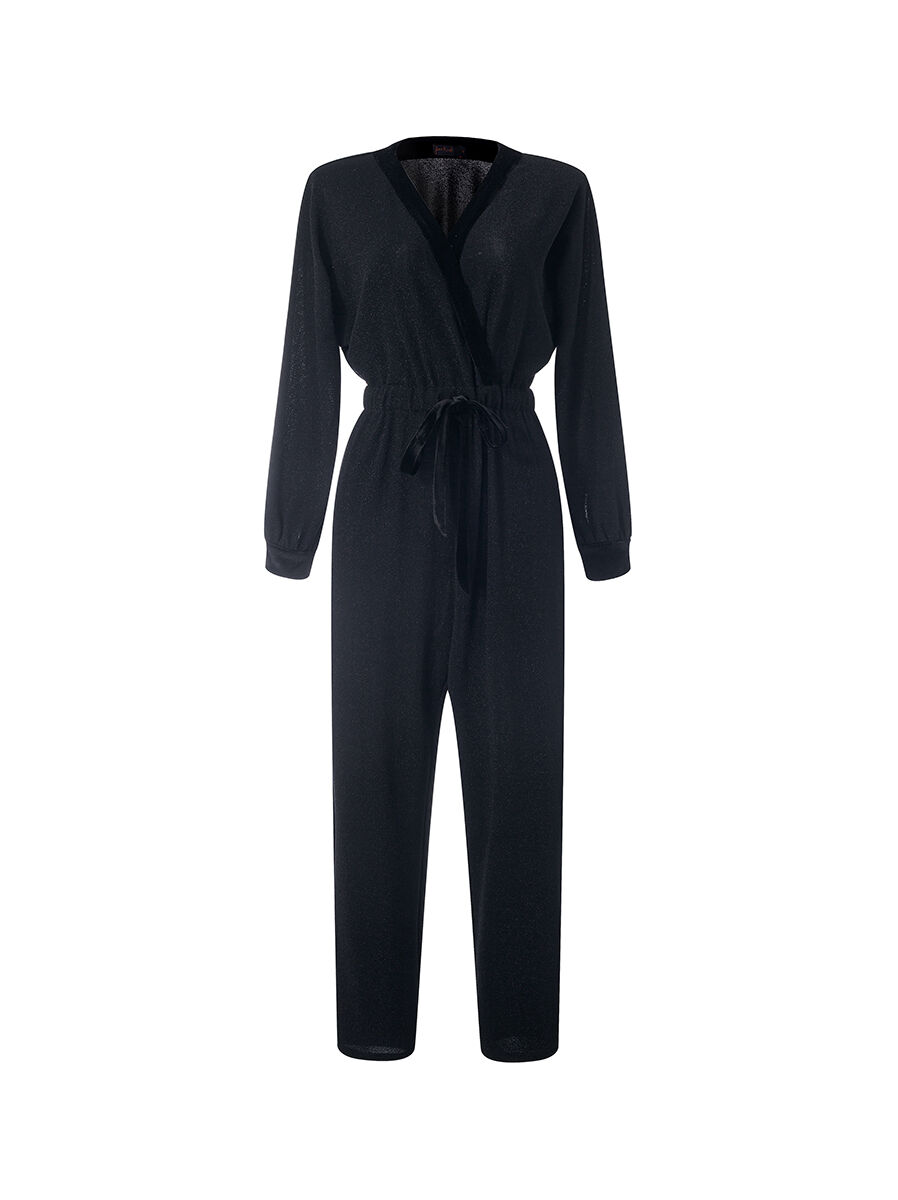 Tie-belt jersey jumpsuits