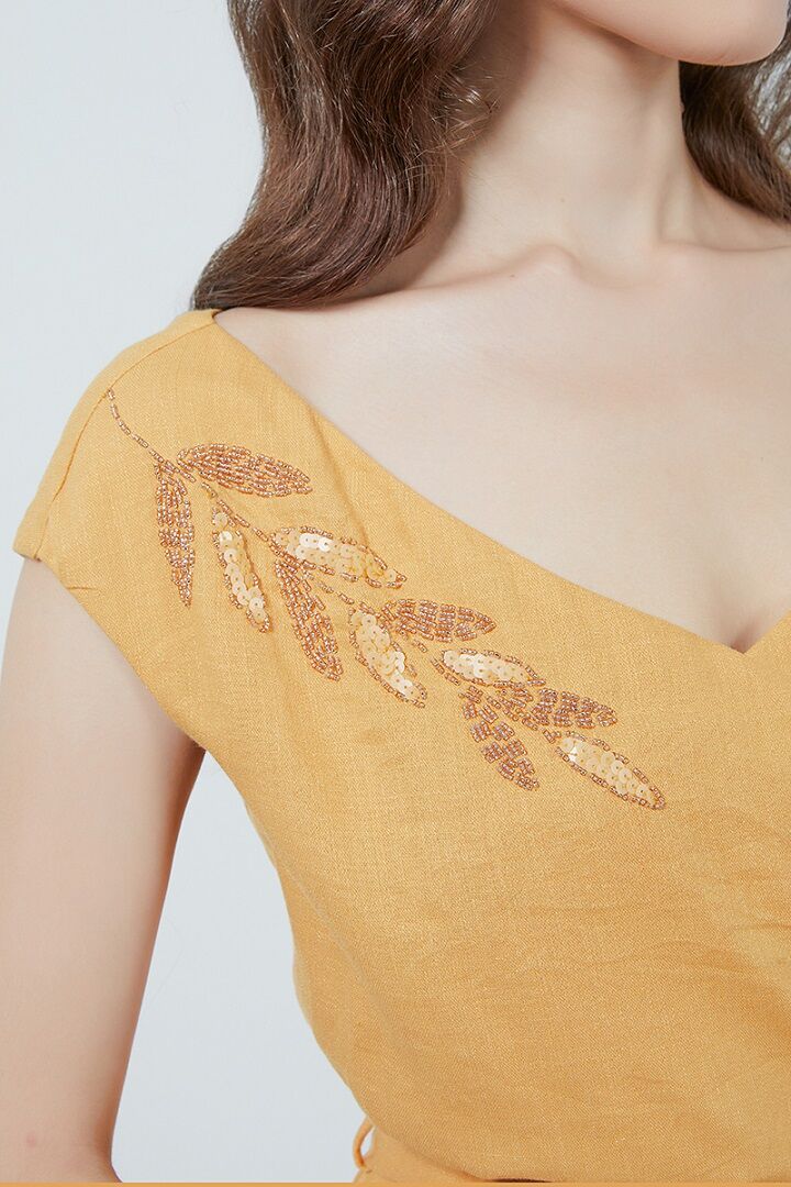 Embellished shoulder dress