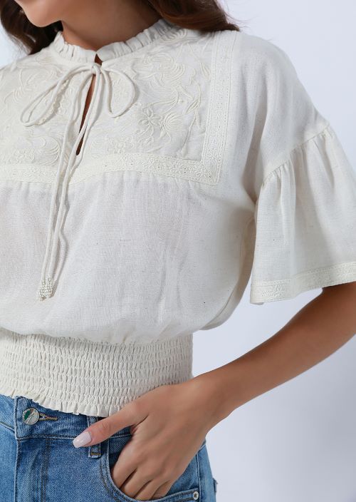 rushed hem top