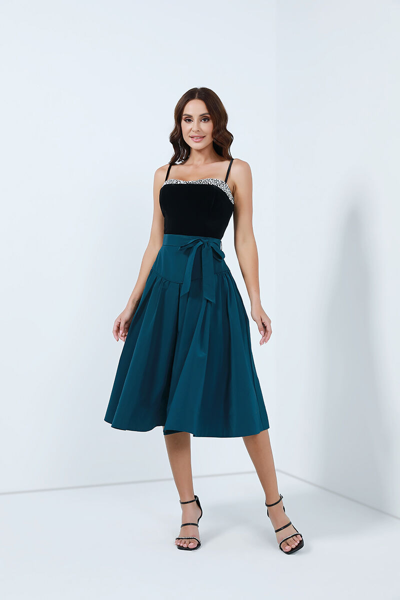 High waist bow-side skirt