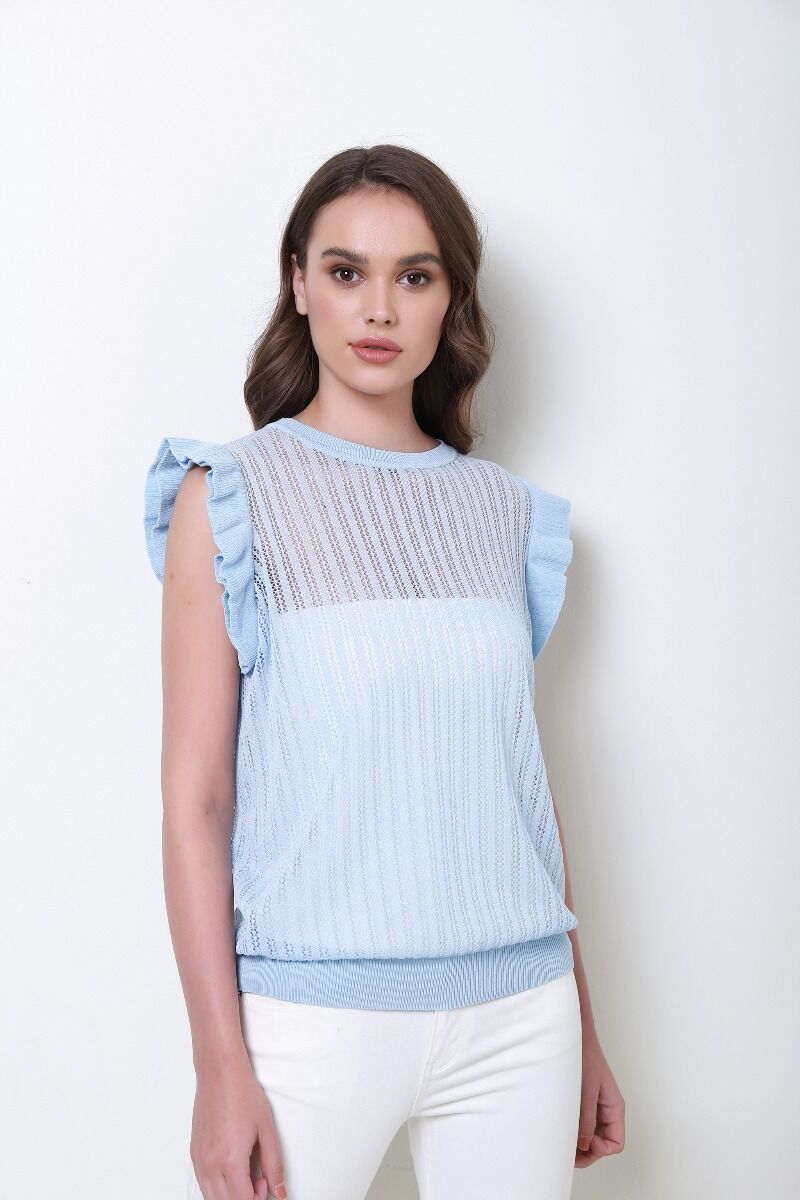 femi9 ruffles sleeves knitted top