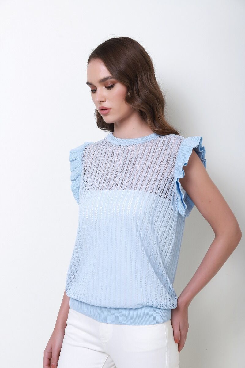 ruffles sleeves knitted top