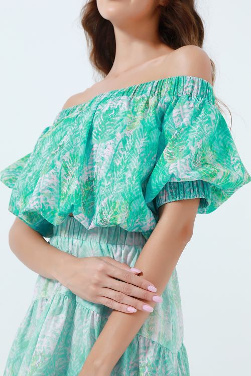 off-shoulder chiffon top