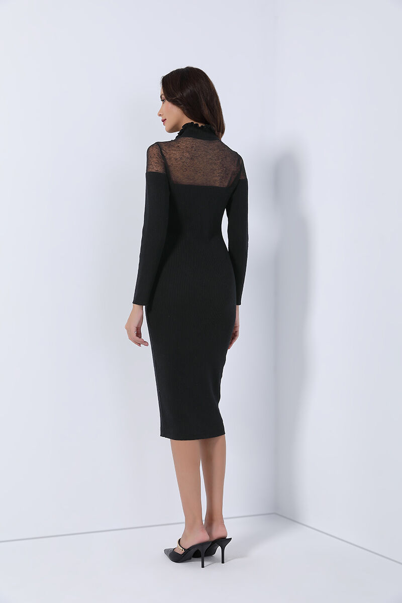 bodycon sheered shoulder dress