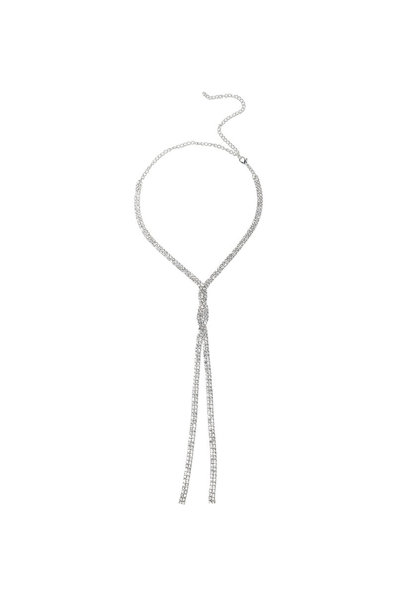 Long-length silver necklace