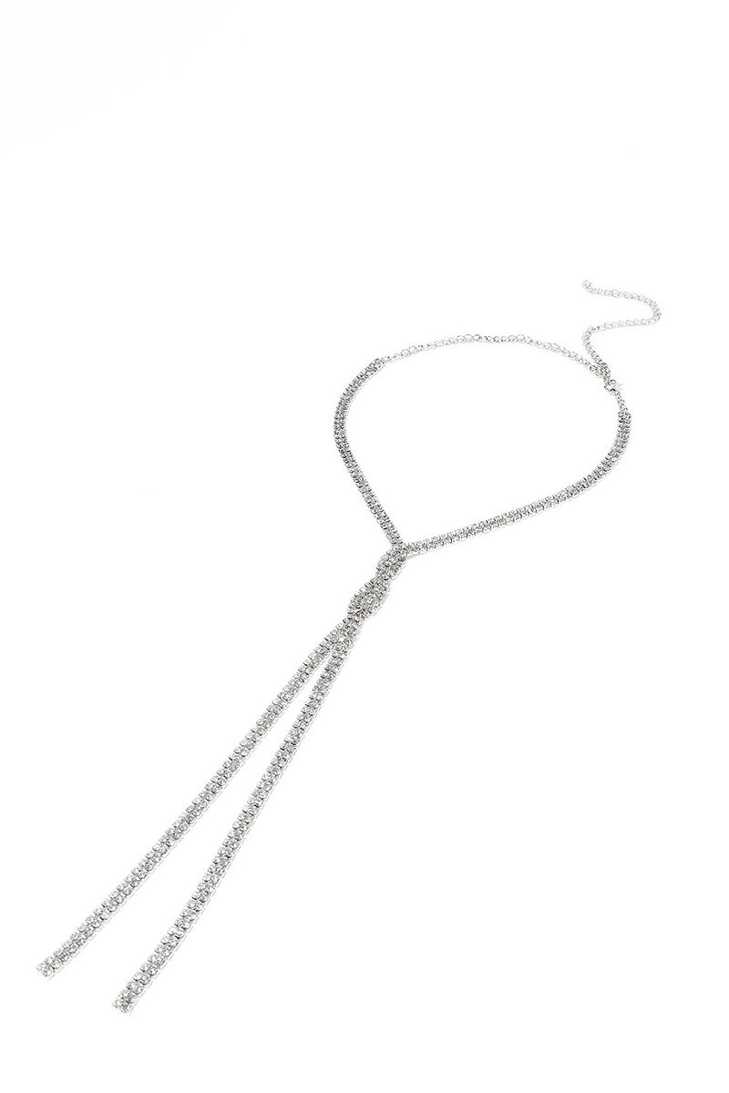 Long-length silver necklace