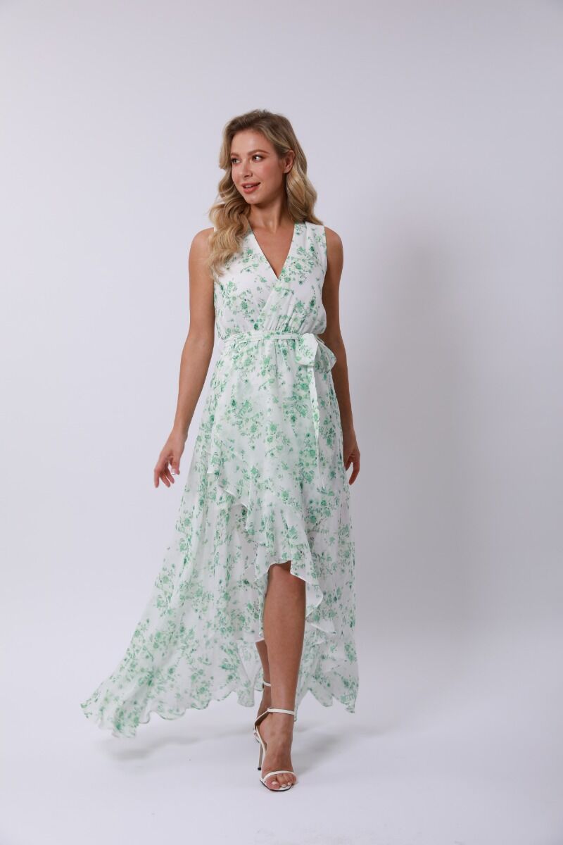 Floral Printed V-neckline Dress