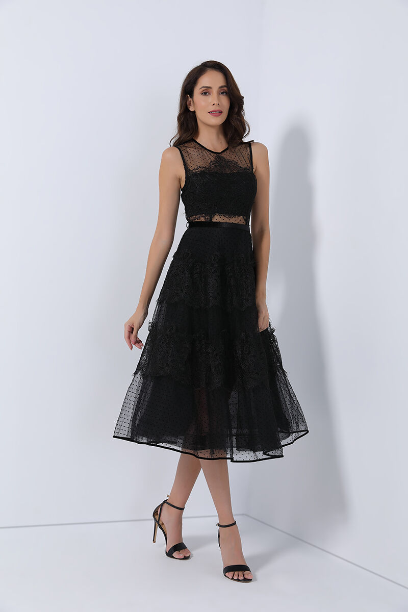 Mesh tiered dress