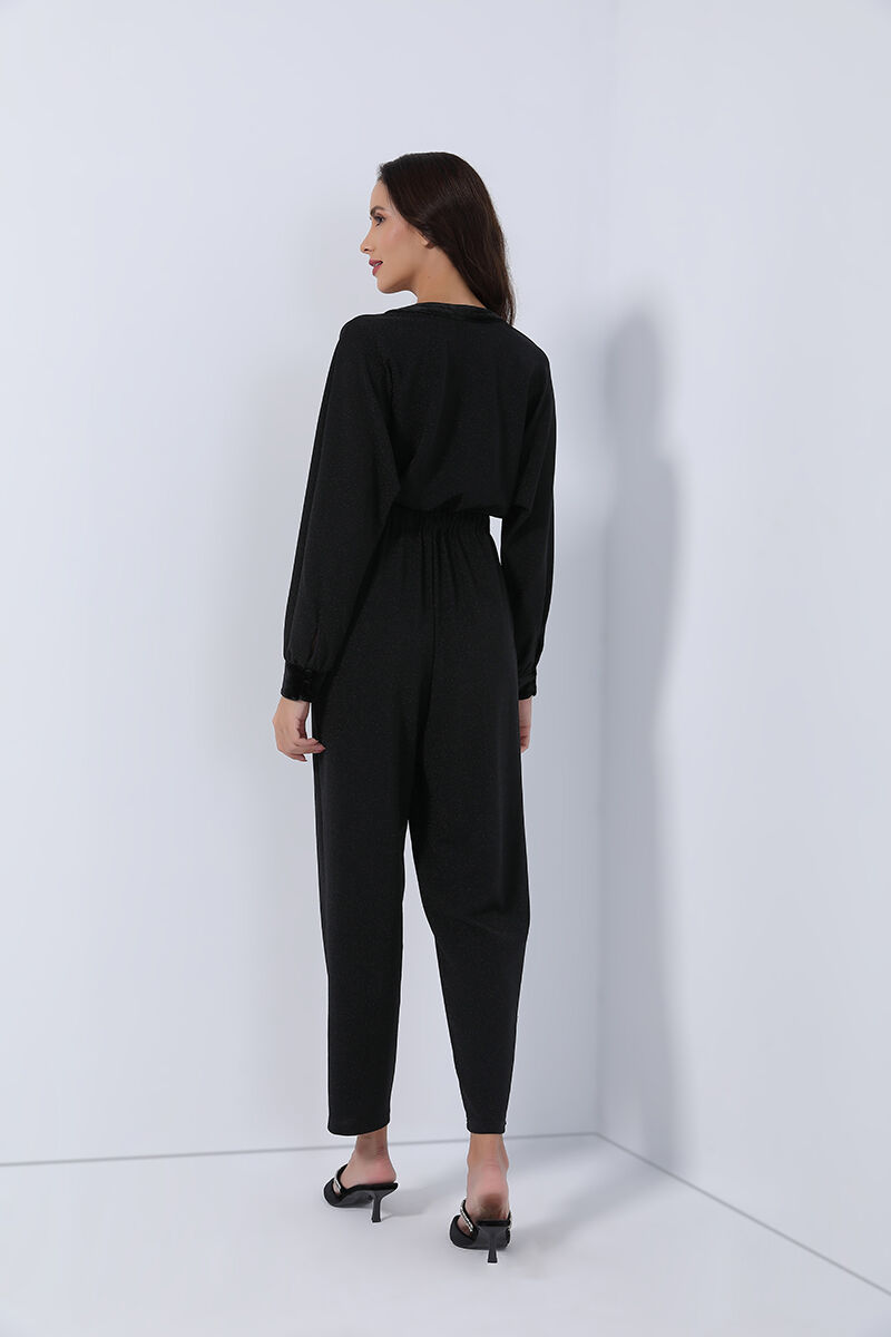 Tie-belt jersey jumpsuits