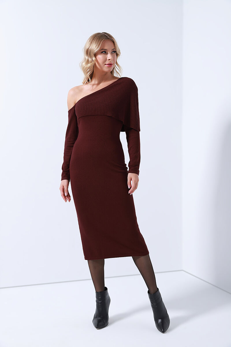 One-shoulder knitted dress