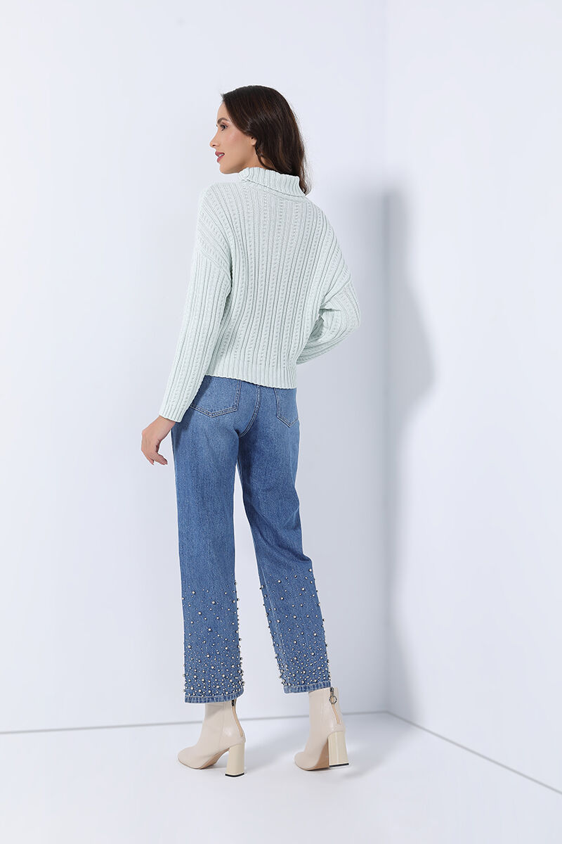 folded high neckline pullover