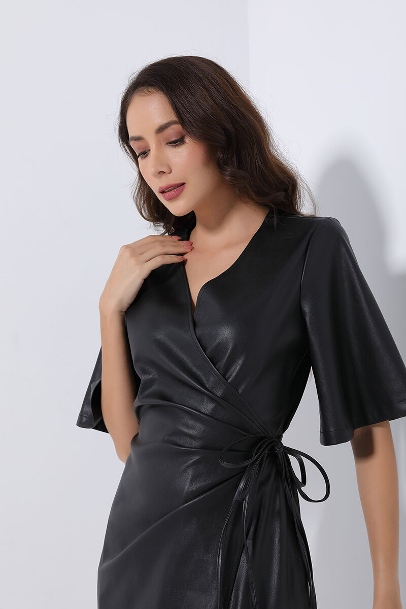 leather wrap dress