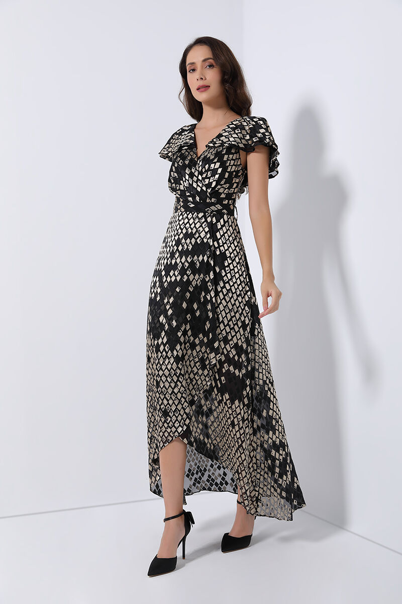 crossover printed dress