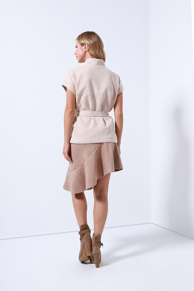 SUEDE ASYMMETRICAL SKIRT