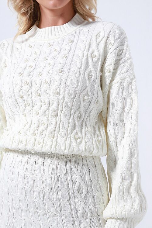 pearl embellishment knitted dress