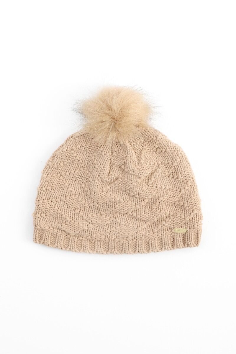 Pom-pom knitted cap