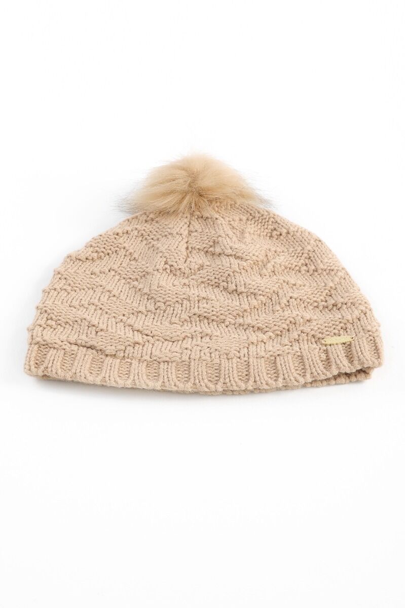 Pom-pom knitted cap