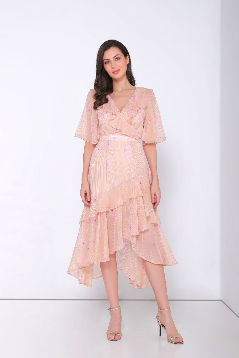 FEMI9 ruffled V neck dress