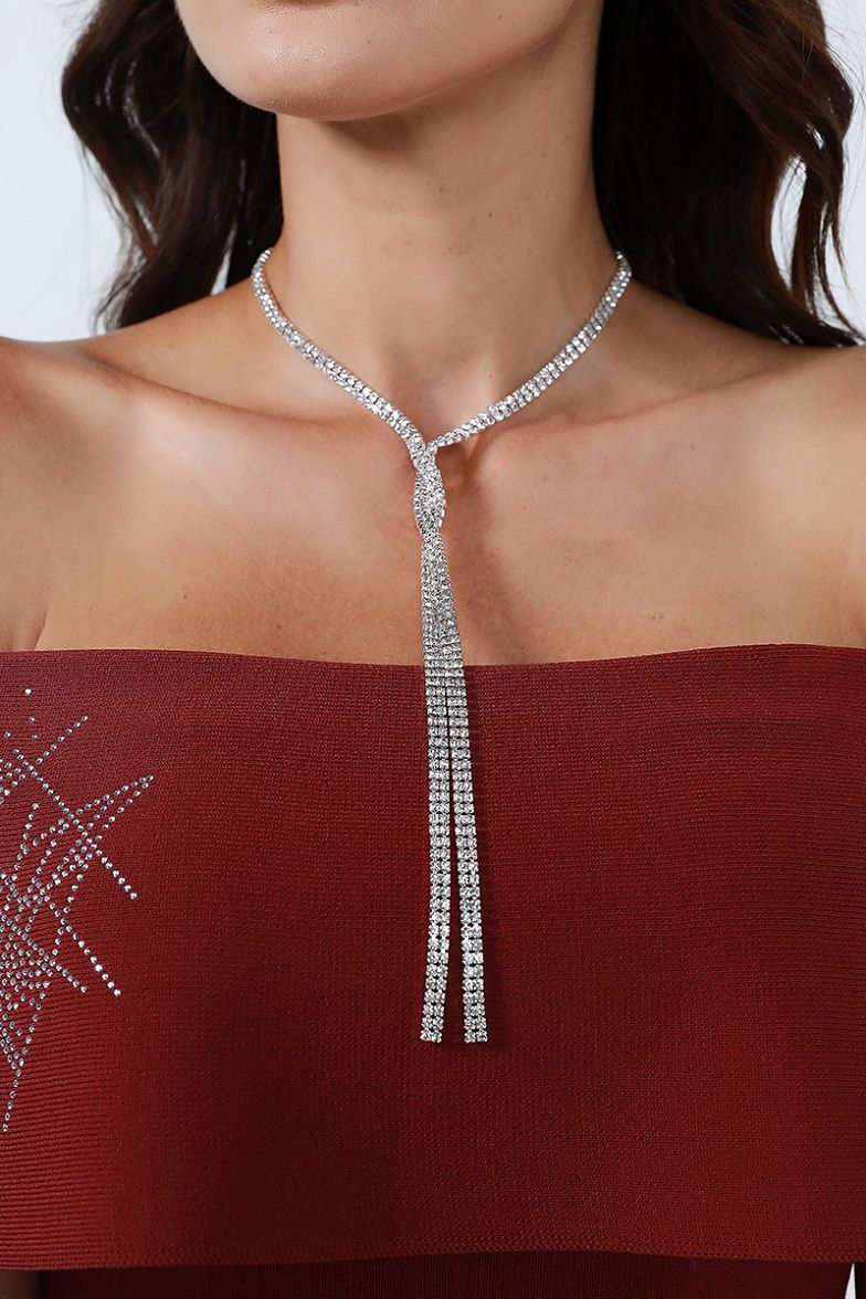 Long-length silver necklace