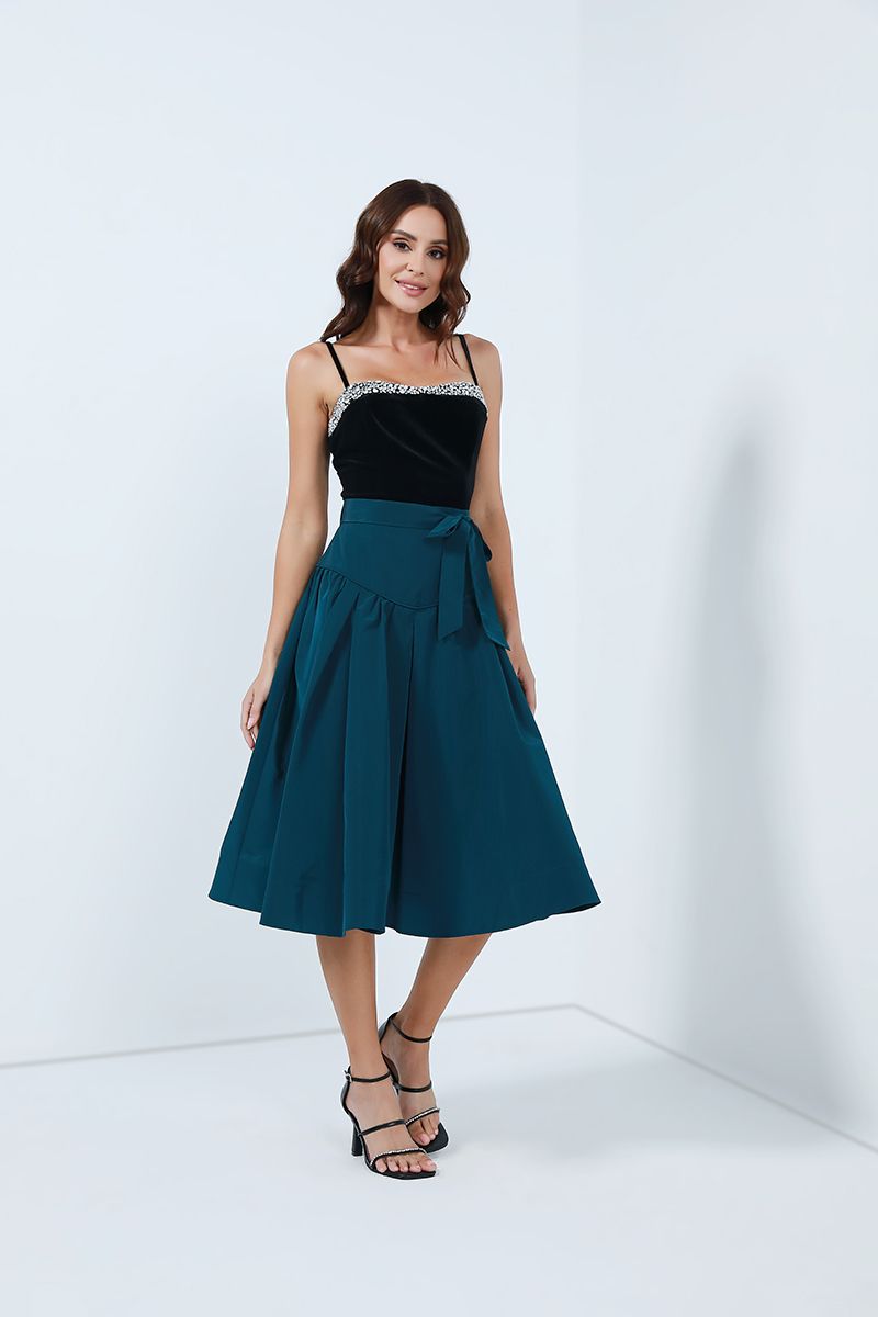 High waist bow-side skirt