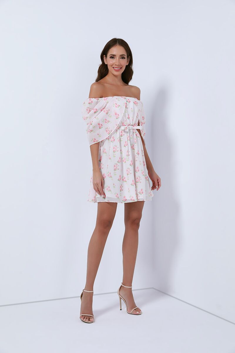 off-shoulder chiffon dress