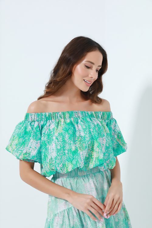 off-shoulder chiffon top